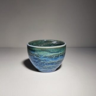 Handmade teal crackle glaze teacup