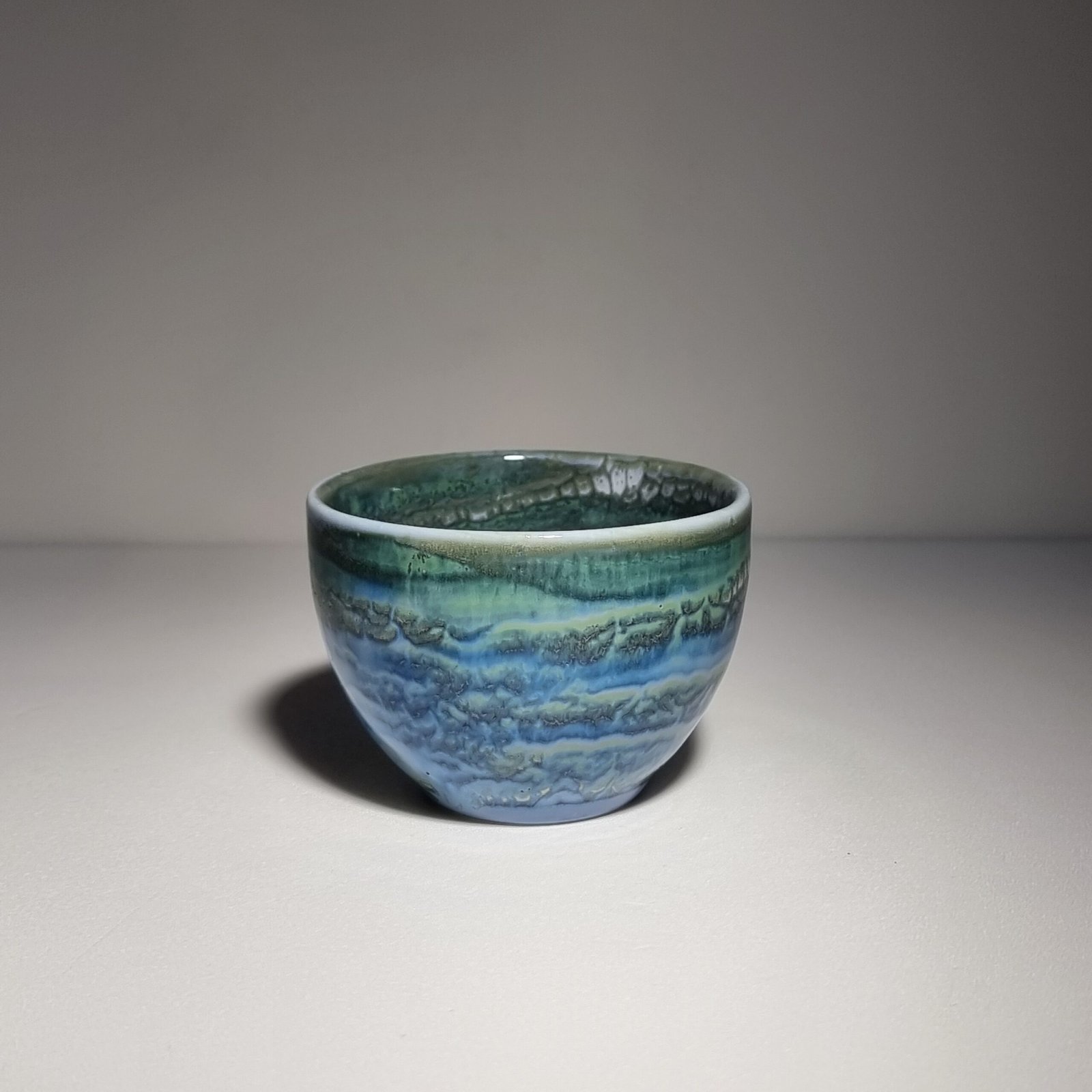 Handmade teal crackle glaze teacup