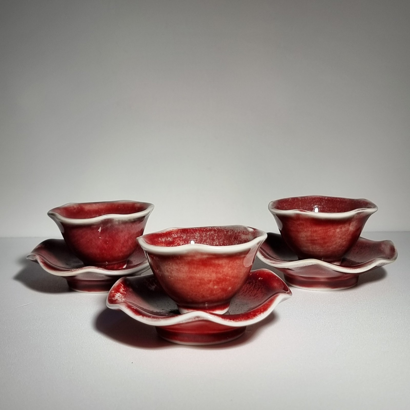 Oxblood Red Tea Set - Handmade Ceramic - Image 3