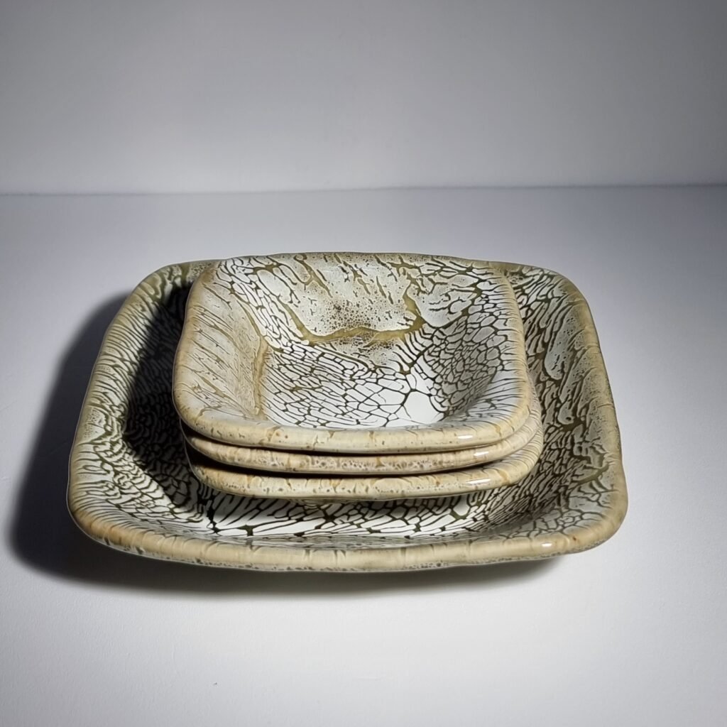 Olive Square Plate Set (4-Piece) - Handmade Ceramic